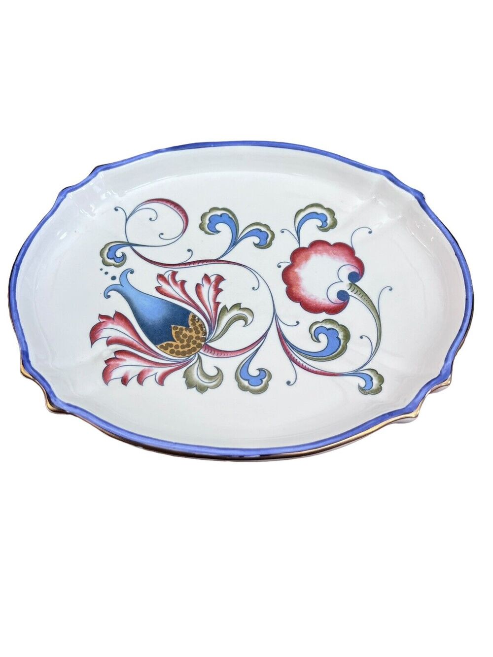 Italian Earthenware Floral Ceramic Glazed Handpainted Serving Dish Platter Italy